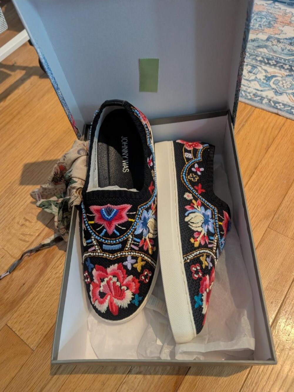 Johnny Was Women's Shoes US 10.5, EU41, Black Embroidered, Beaded New in Box
